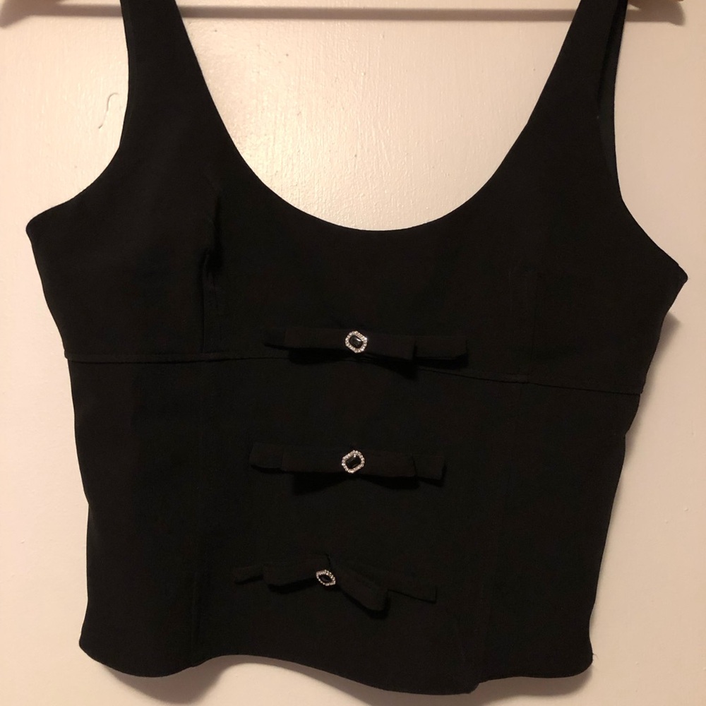 Zara Black Crop Top with Bow Details